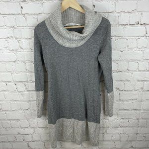 Athleta Cowl Turtle Neck Sweater Dress Women’s Size S 100% Merino Wool Grey Sm